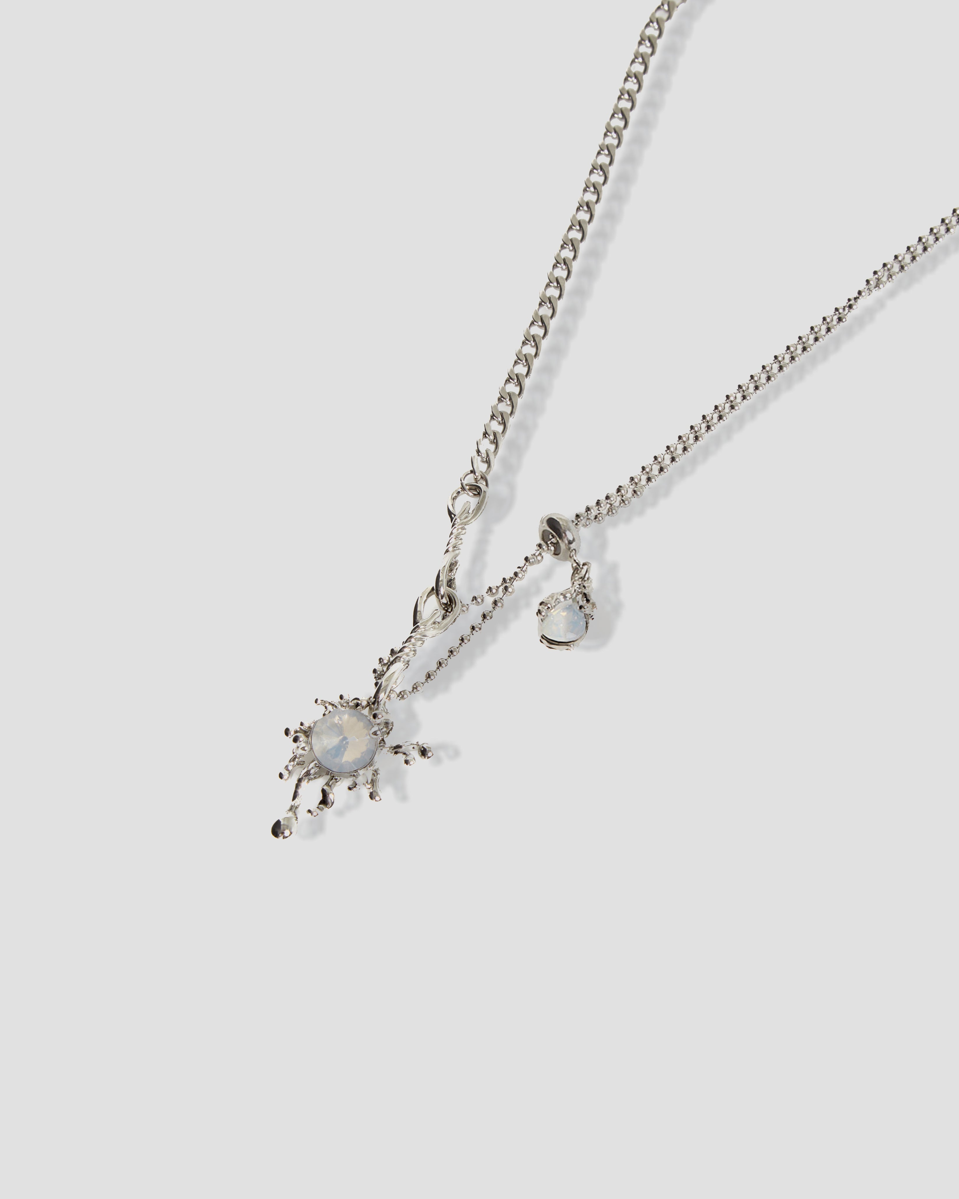 Recoil Ball Chain Necklace With Moonstone Charms in Silver